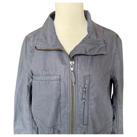 Madewell Women's Gray Fleet Jacket Cotton Utility Field Size Large - Picture 2 of 9